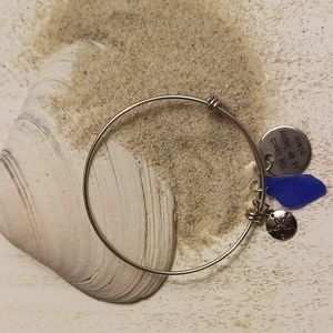 Handmade Stainless Steel Seaglass Adjustible Charm Bracelet